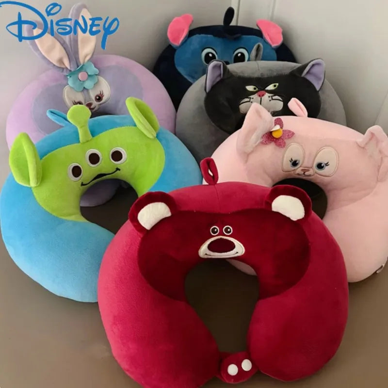 Desenho animado Disney Lucifer Cat Stitch Alien Lot-o-huggin Bear Linabell Stellalou Travel Relax Plush Cute U-shaped Neck Guard Pillow