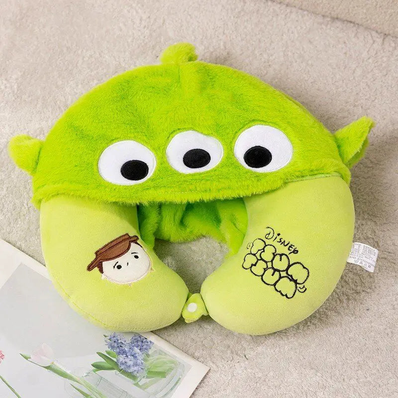 Disney Kawaii Lilo&stitch Alien Sullivan Ursinho Pooh Lot-o-huggin Urso com um chapéu Almofada de proteção de pescoço para escritório em formato de U