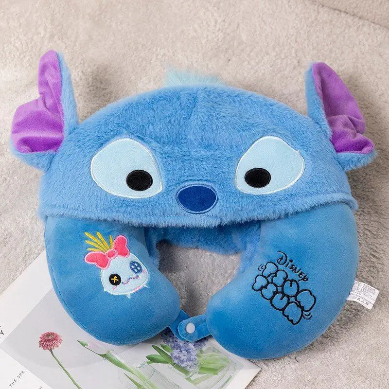 Disney Kawaii Lilo&stitch Alien Sullivan Ursinho Pooh Lot-o-huggin Urso com um chapéu Almofada de proteção de pescoço para escritório em formato de U