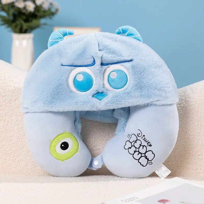 Disney Kawaii Lilo&stitch Alien Sullivan Ursinho Pooh Lot-o-huggin Urso com um chapéu Almofada de proteção de pescoço para escritório em formato de U