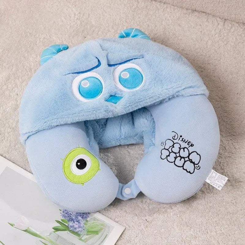 Disney Kawaii Lilo&stitch Alien Sullivan Ursinho Pooh Lot-o-huggin Urso com um chapéu Almofada de proteção de pescoço para escritório em formato de U