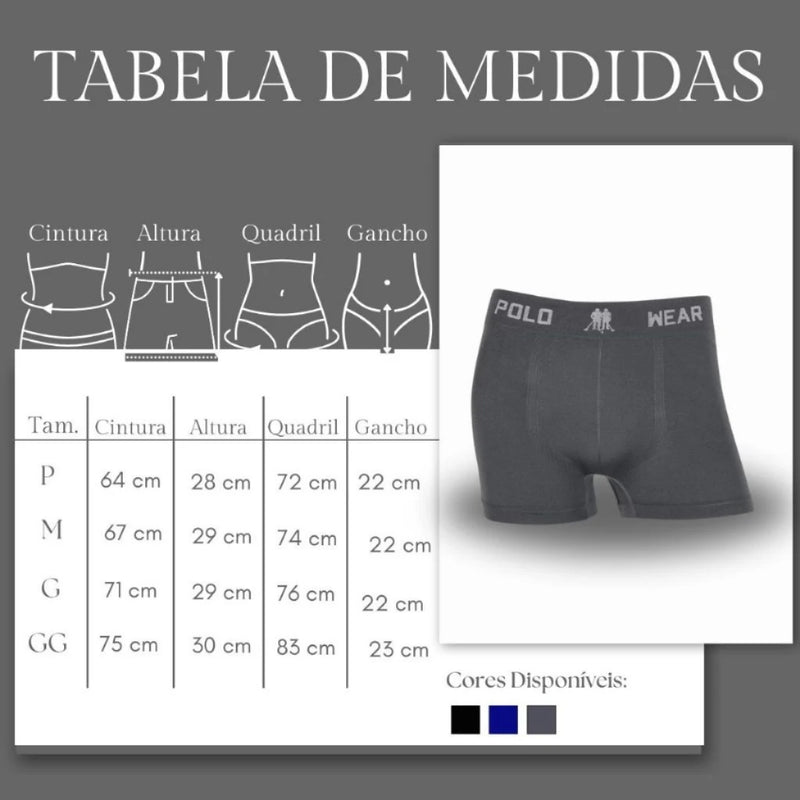 Cueca Boxer Masculina Original Polo Wear Microfibra Kit 4