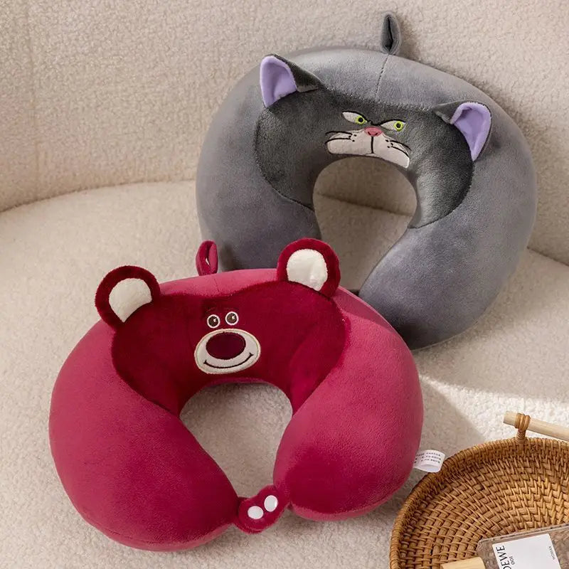 Desenho animado Disney Lucifer Cat Stitch Alien Lot-o-huggin Bear Linabell Stellalou Travel Relax Plush Cute U-shaped Neck Guard Pillow