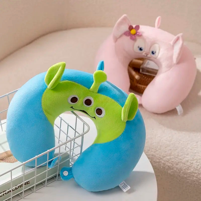 Desenho animado Disney Lucifer Cat Stitch Alien Lot-o-huggin Bear Linabell Stellalou Travel Relax Plush Cute U-shaped Neck Guard Pillow