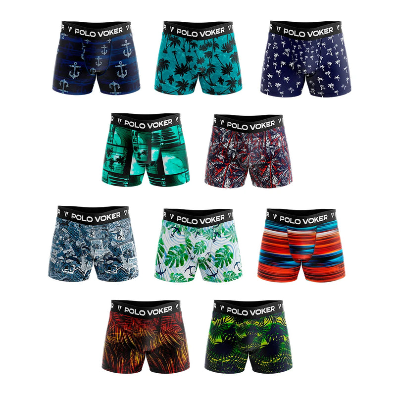 Cueca Boxer Polo Voker Original Microfibra Lisa e Estampada