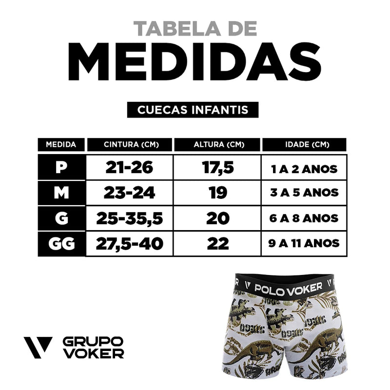 Cueca Boxer Polo Voker Original Microfibra Lisa e Estampada