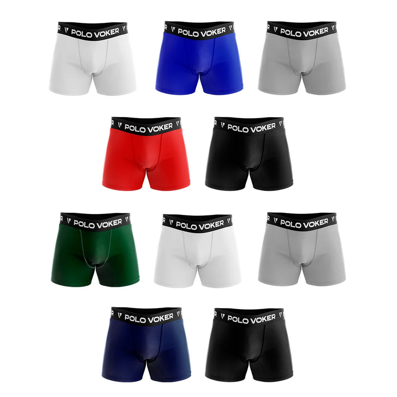 Cueca Boxer Polo Voker Original Microfibra Lisa e Estampada