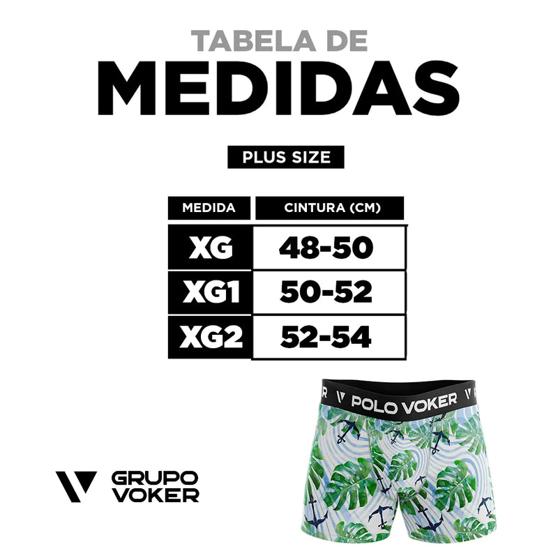 Cueca Boxer Polo Voker Original Microfibra Lisa e Estampada