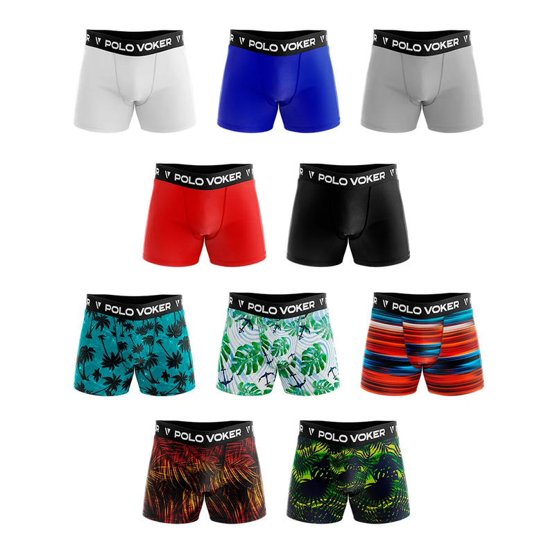 Cueca Boxer Polo Voker Original Microfibra Lisa e Estampada